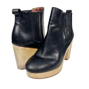 Madewell | Women | The Chelsea Chunky Clog Black Leather Heeled Booties | Sz 8.5